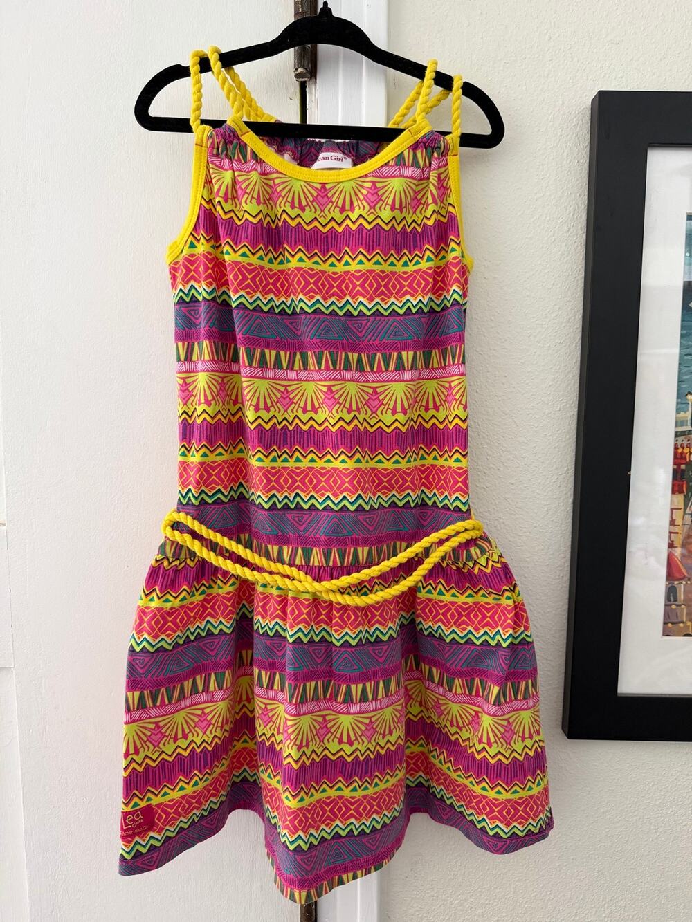 American Girl Lea Meet Dress For Girls Vibrant colorful pattern size 7